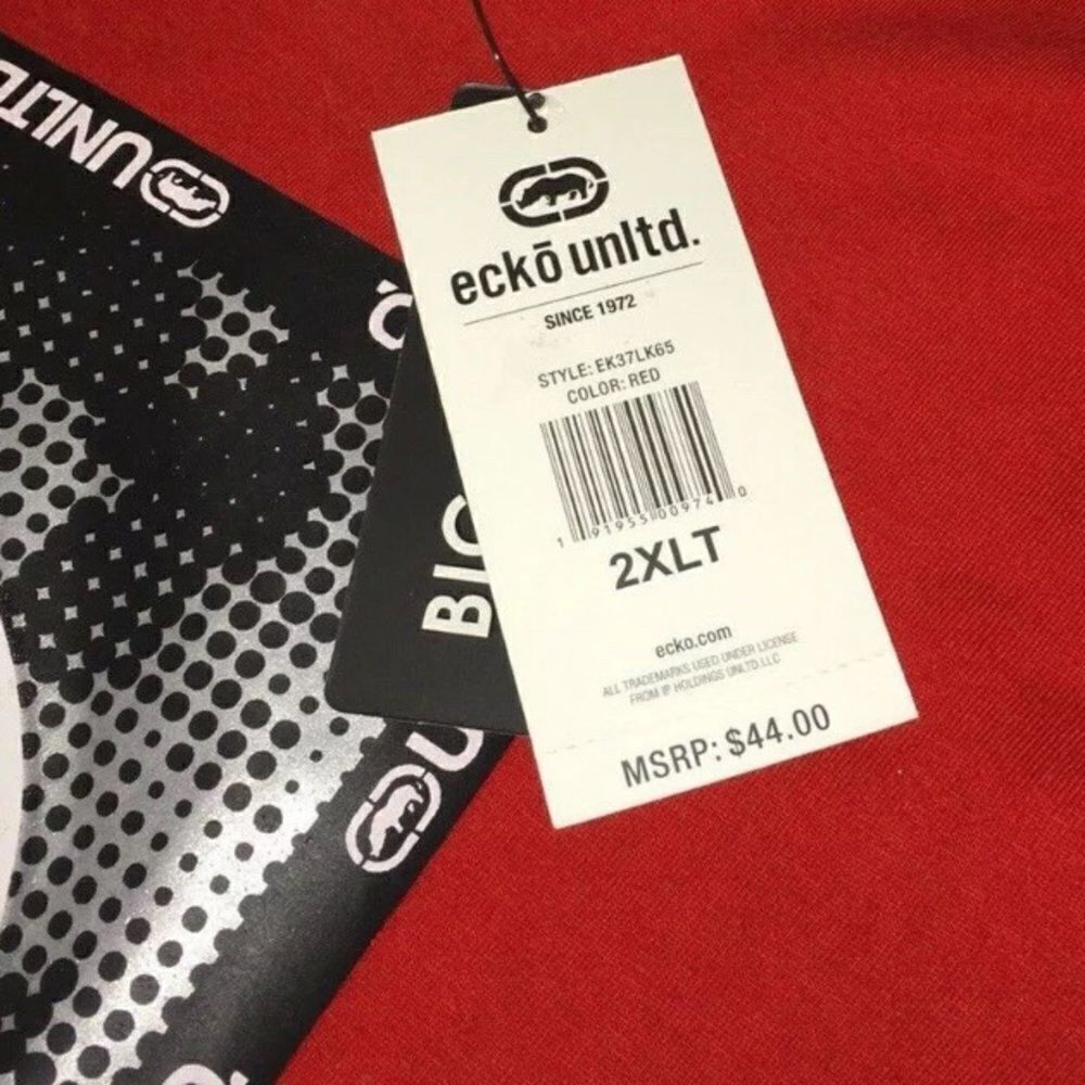 NWT Ecko Unltd Red Grey Long Sleeve Logo T-Shirt - Picture 2 of 3